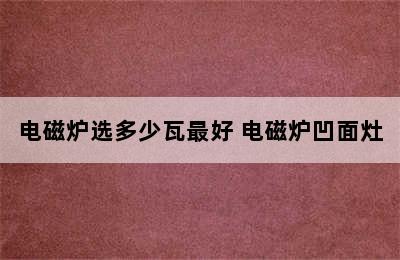 电磁炉选多少瓦最好 电磁炉凹面灶